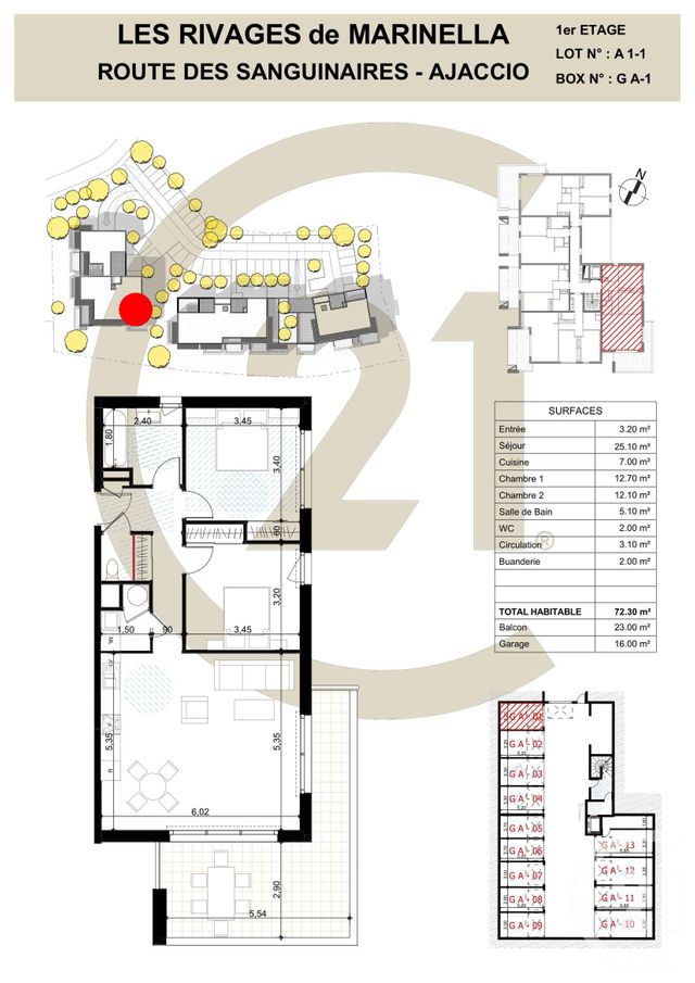 Appartement F3 à vendre - 3 pièces - 72.3 m2 - AJACCIO - 201 - CORSE - Century 21 Actif Immobilier