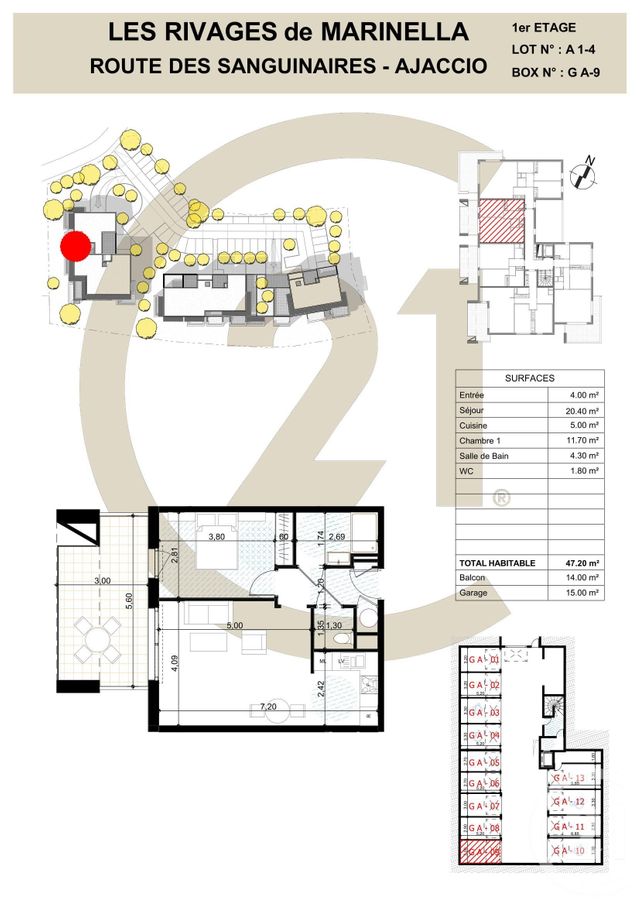Appartement F2 à vendre - 2 pièces - 47.2 m2 - AJACCIO - 201 - CORSE - Century 21 Actif Immobilier