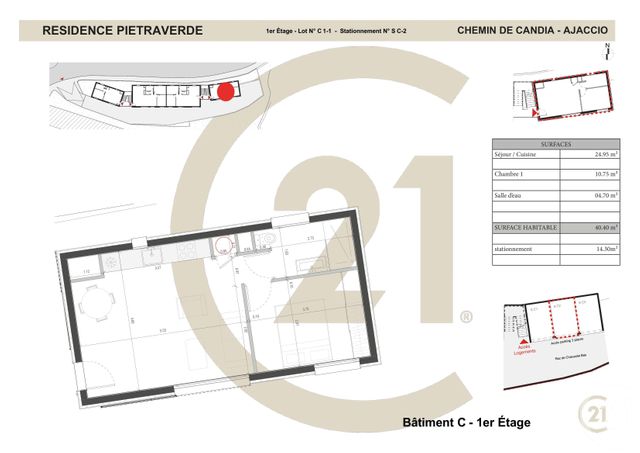 Afficher la photo en grand Appartement F2 à vendre - 2 pièces - 40.4 m2 - AJACCIO - 20 - CORSE - Century 21 Actif Immobilier