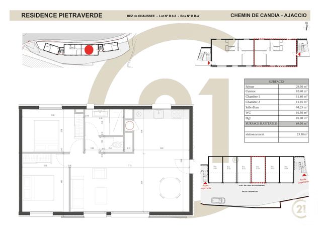 Afficher la photo en grand Appartement F3 à vendre - 3 pièces - 69.3 m2 - AJACCIO - 20 - CORSE - Century 21 Actif Immobilier